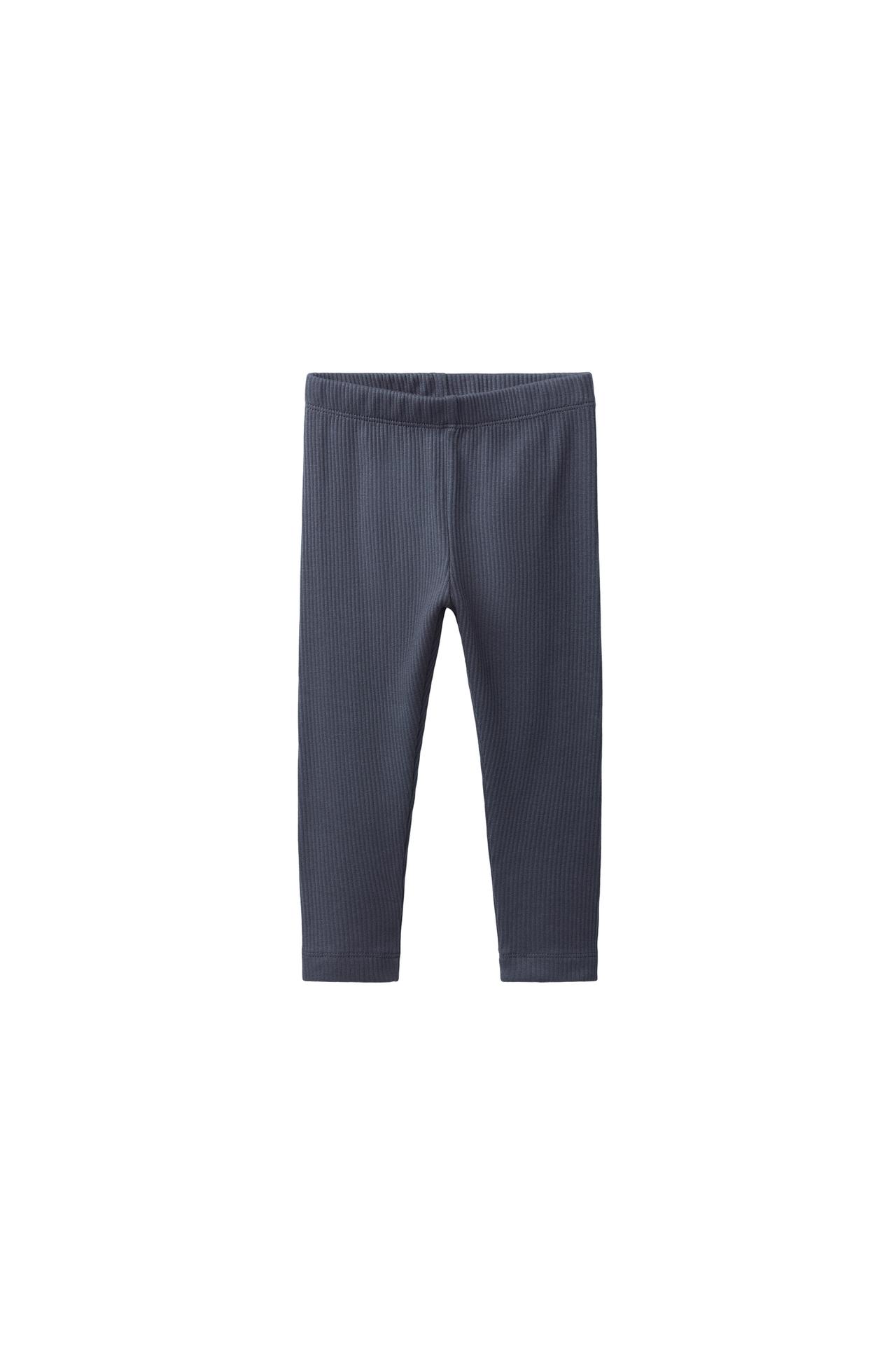 SOLID RIBBED LEGGINGS — Navy blue