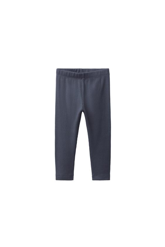 Zara SOLID RIBBED LEGGINGS - Navy blue - Image 0