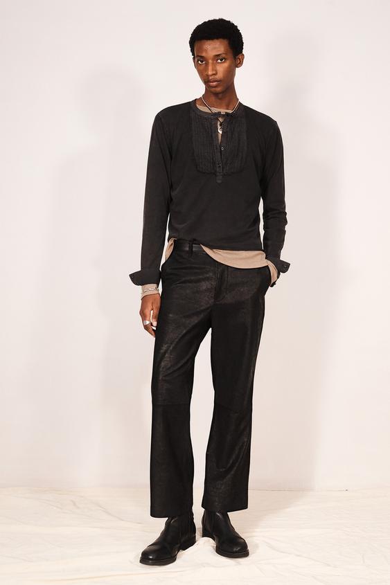 WASHED BIB HENLEY T-SHIRT - Black by Zara - Image 0