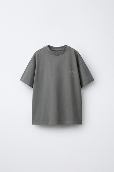 Zara TEXT T-SHIRT - Anthracite grey