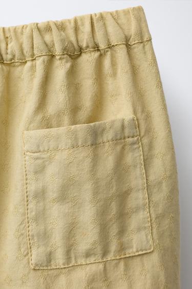 EMBROIDERED STRAIGHT-LEG TROUSERS - Olive green by Zara - Image 3
