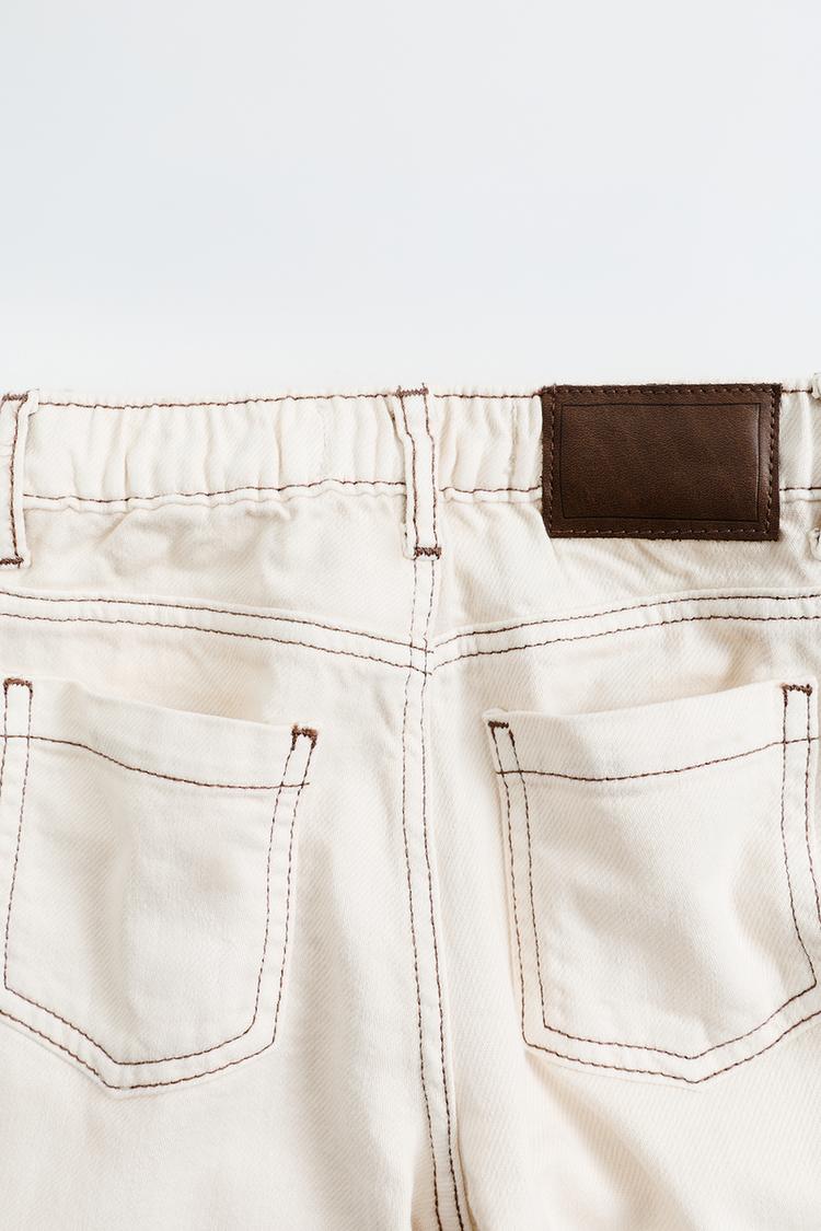 Zara timeless pantalon sarga straight pespuntes contraste