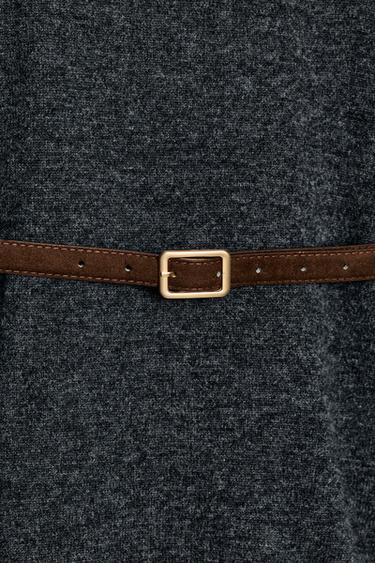 PULL OVERSIZE 100% LAINE AVEC CEINTURE - Gris de Zara - Image 6