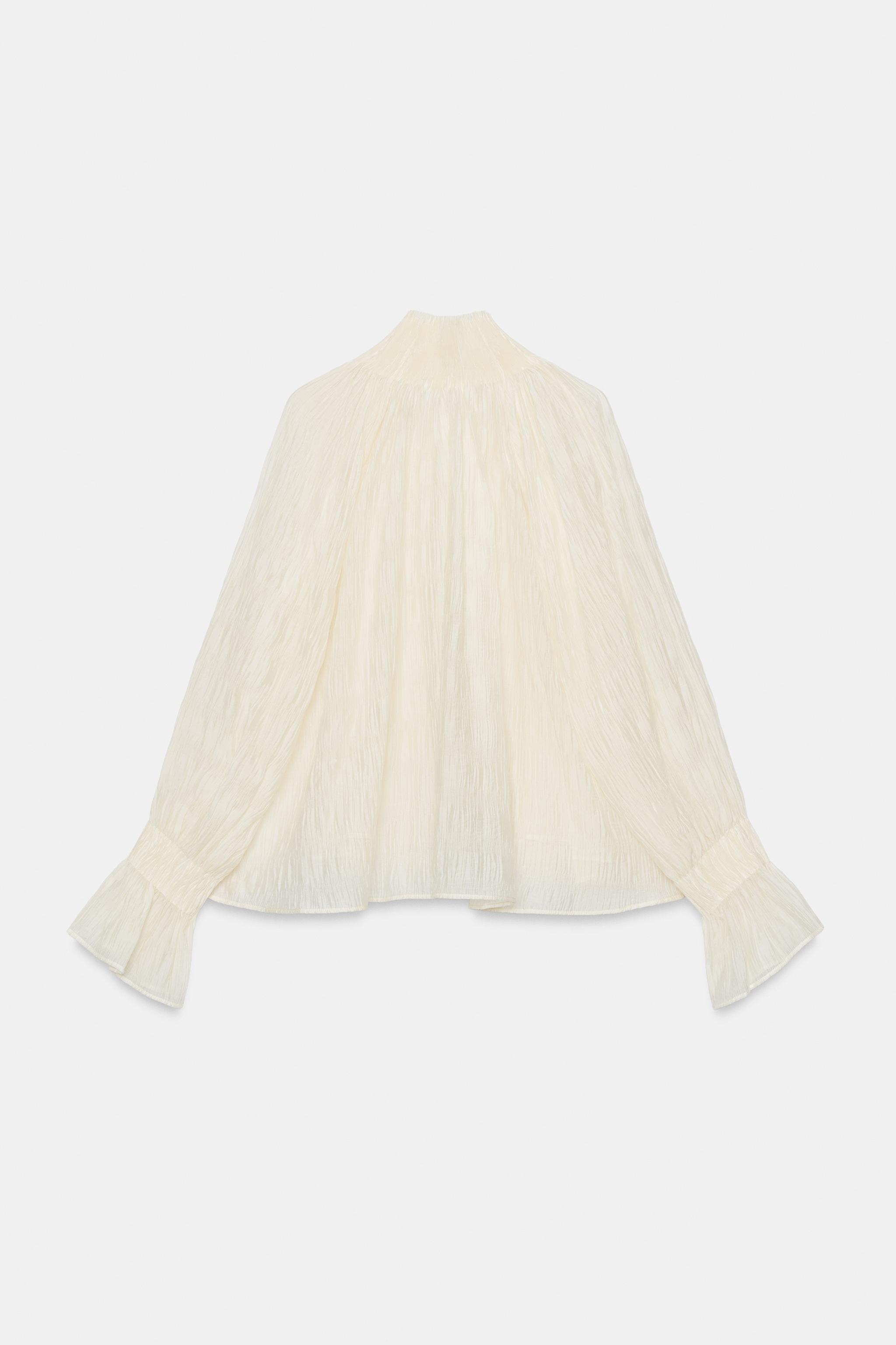 Zara ZW COLLECTION BÜZGÜLÜ LİYОSEL KARIŞIMLI BLUZ görsel 6