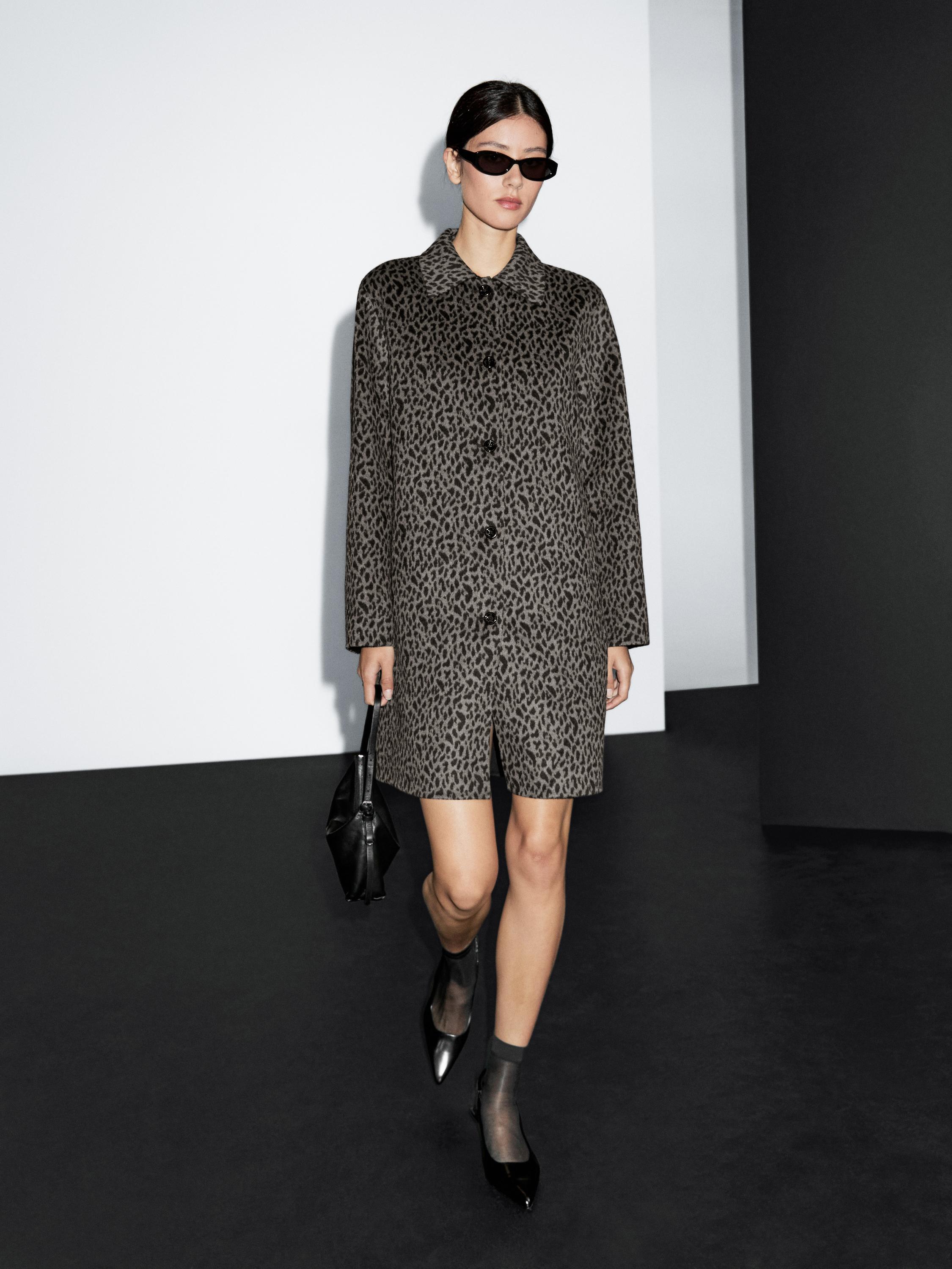 Manteau laine à imprimé animal