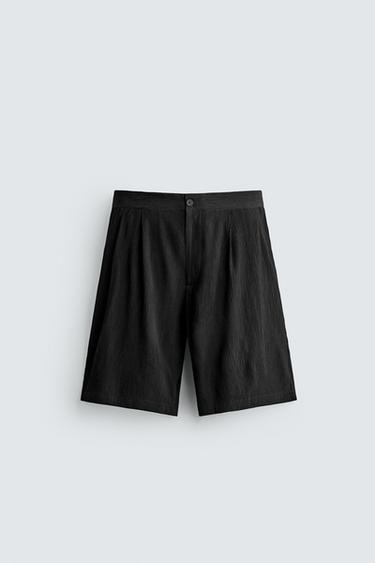 TEXTURED RELAXED FIT BERMUDA SHORTS - Black by Zara - Image 0