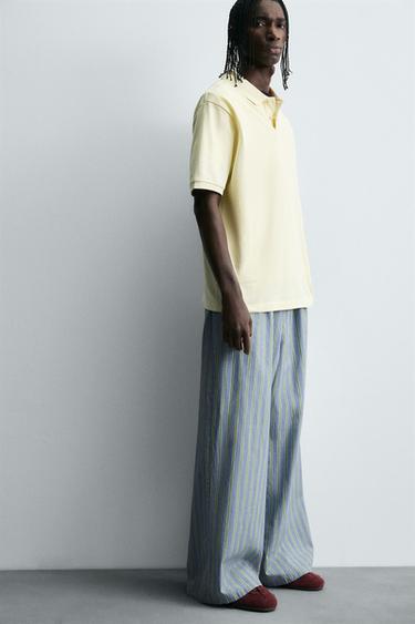 STRIPED OVERSIZE FIT TROUSERS - Blue by Zara - Image 4