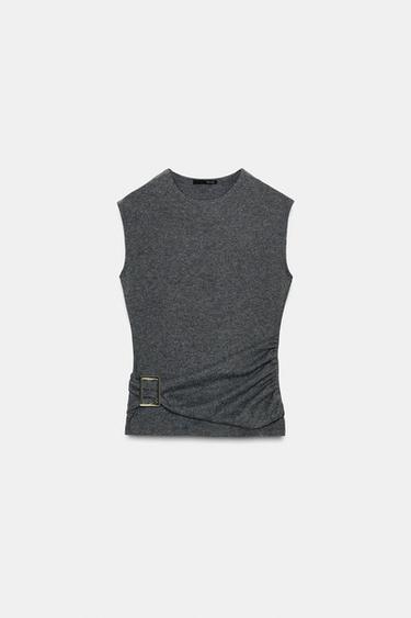 SOFT-TOP MIT SCHNALLE - Grau meliert von Zara