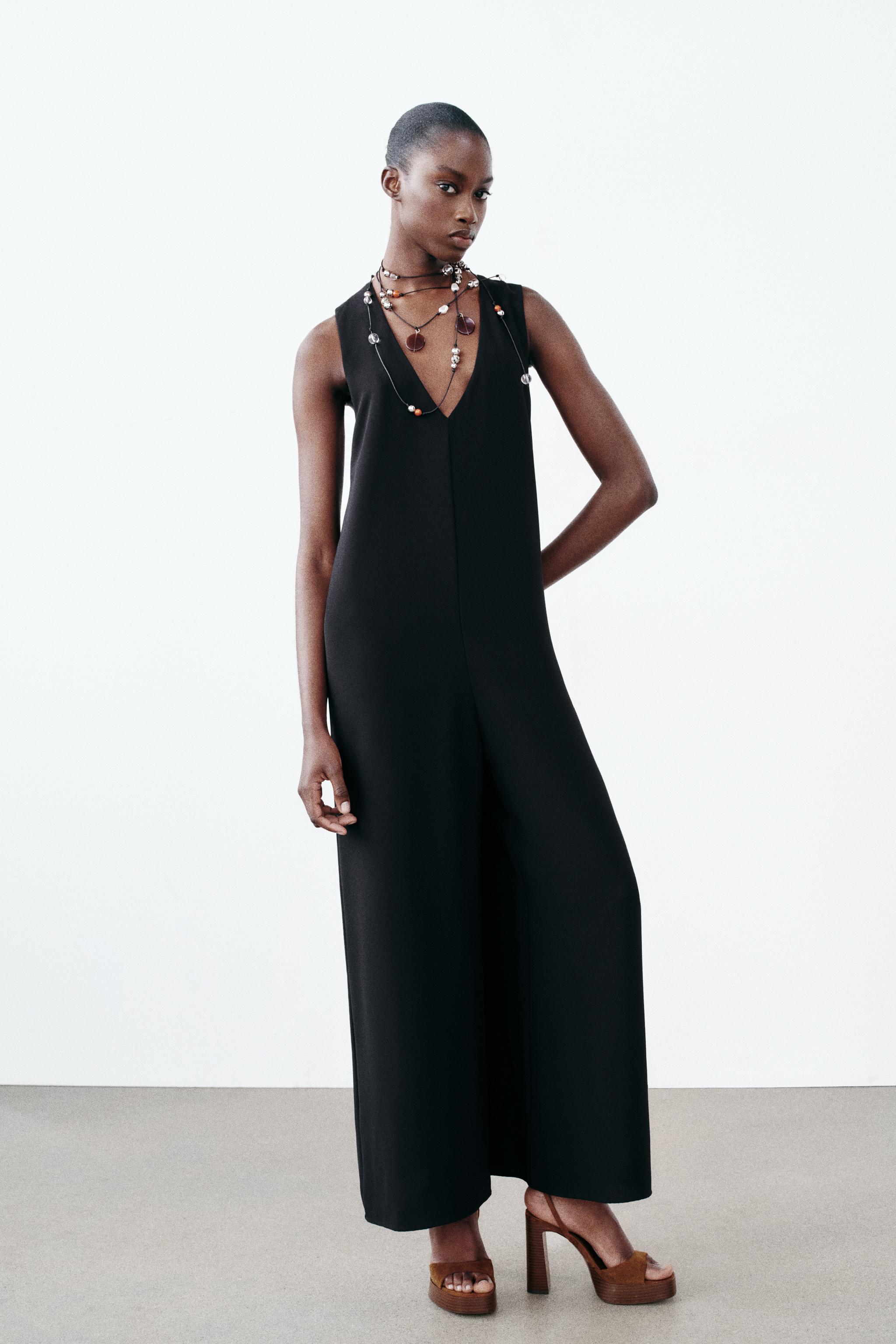 WIDE LEG CREPE JUMPSUIT Black ZARA United Kingdom