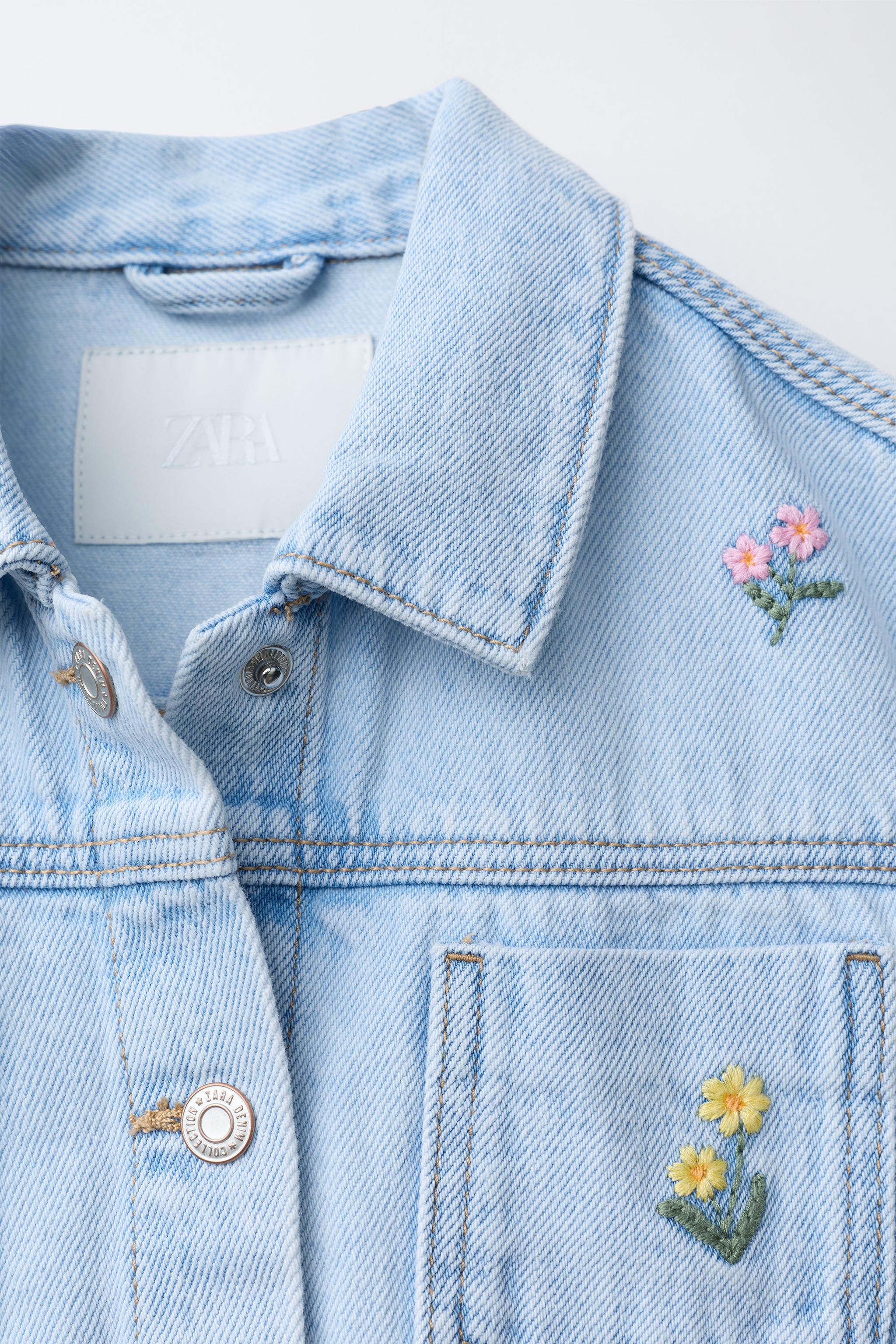 EMBROIDERED FLORAL DENIM JACKET - Blue | ZARA United States
