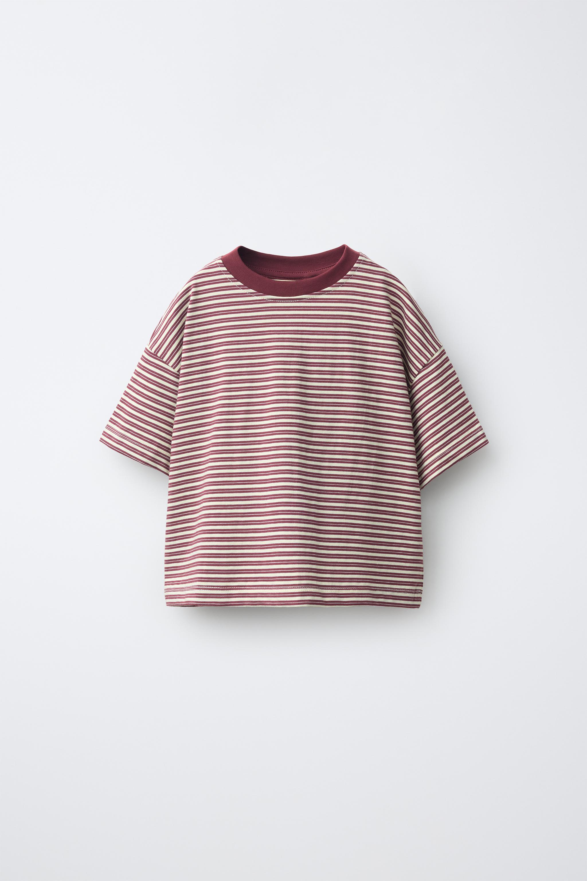 CONTRAST NECK STRIPED T-SHIRT