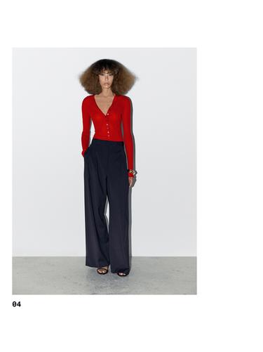 Zara Ribbed knit bodysuit - STUDIO - Red