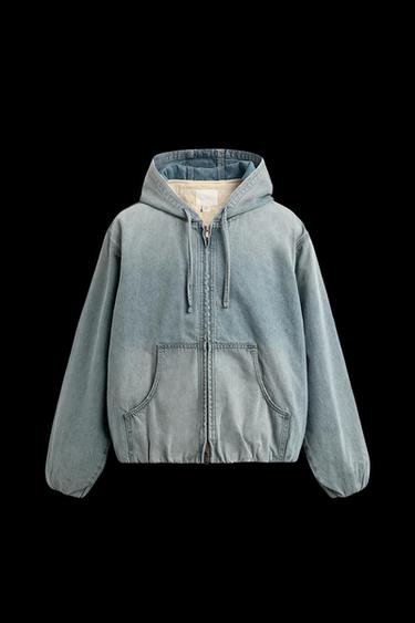 Zara DENIM HOODIE JACKET - Aquamarine - Image 0