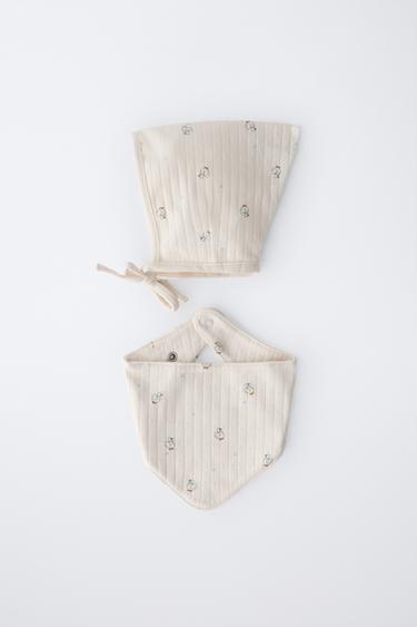 GOOSE PRINT BONNET AND BANDANA SET - Light beige by Zara