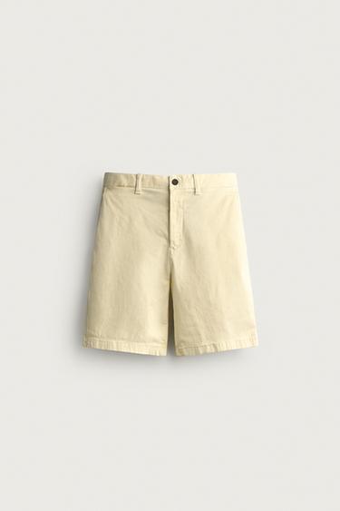 REGULAR FIT CHINO BERMUDA SHORTS - Light yellow by Zara