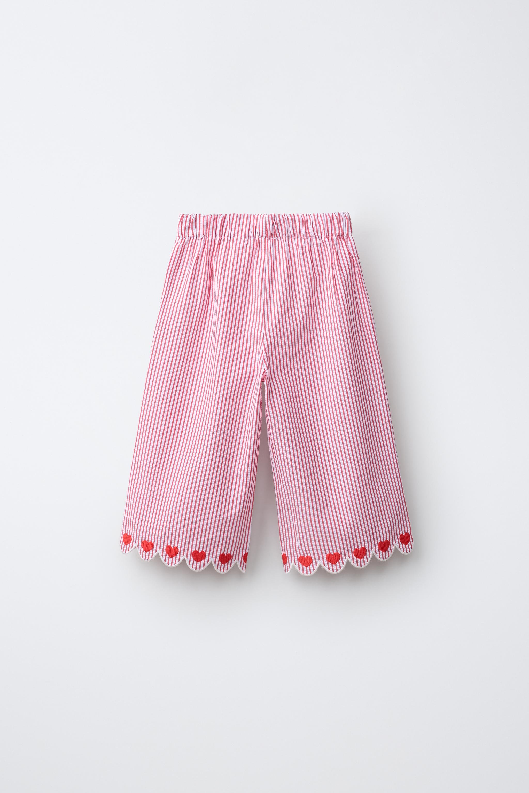 STRIPED HEART WIDE LEG PANTS — Red (alternate view)