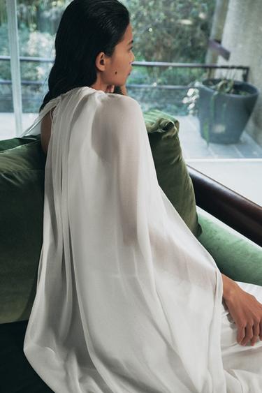 ASYMMETRIC LONG CAPE - Ecru by Zara