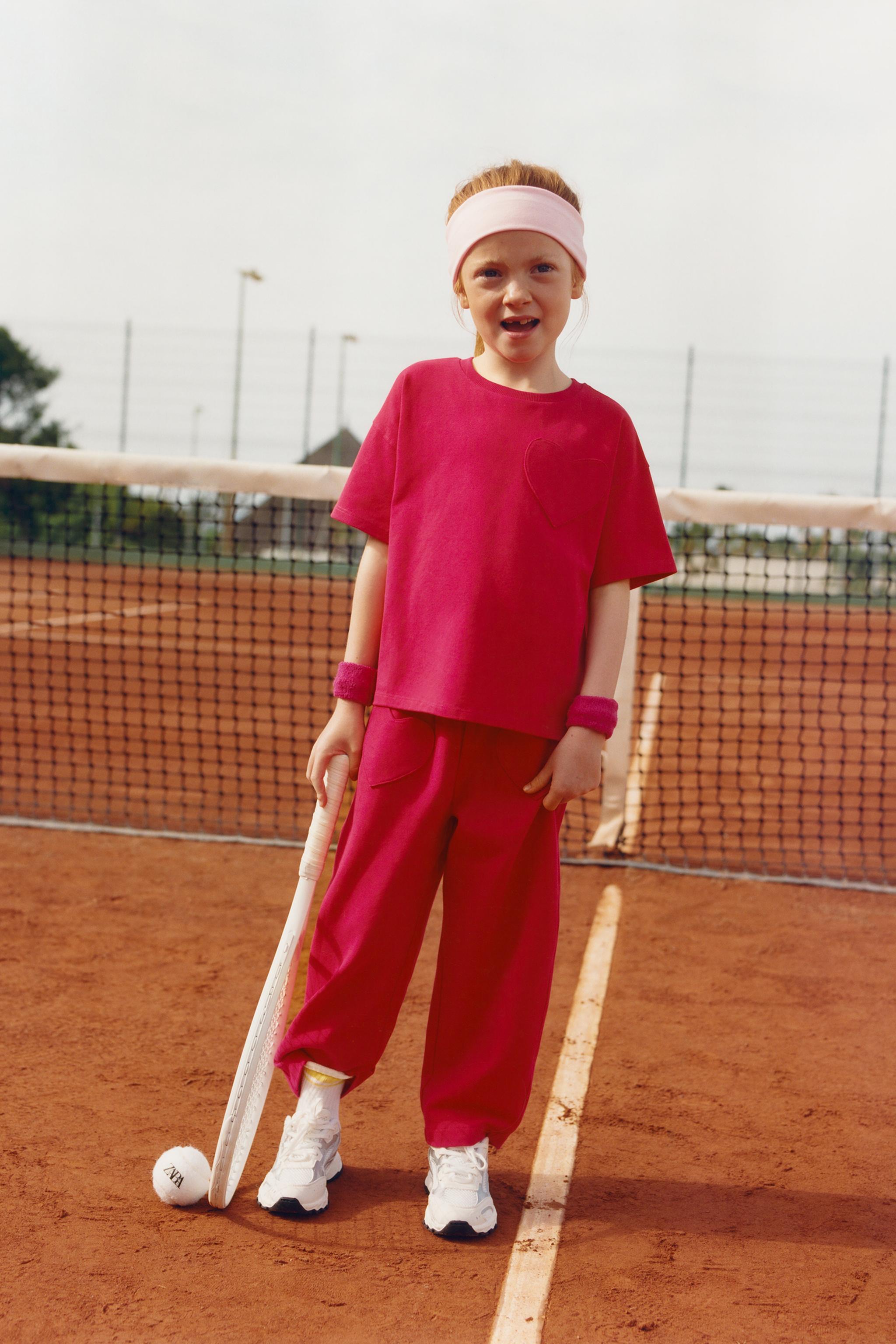 HEART POCKET BARREL PIQUÉ PANTS — Mid-red