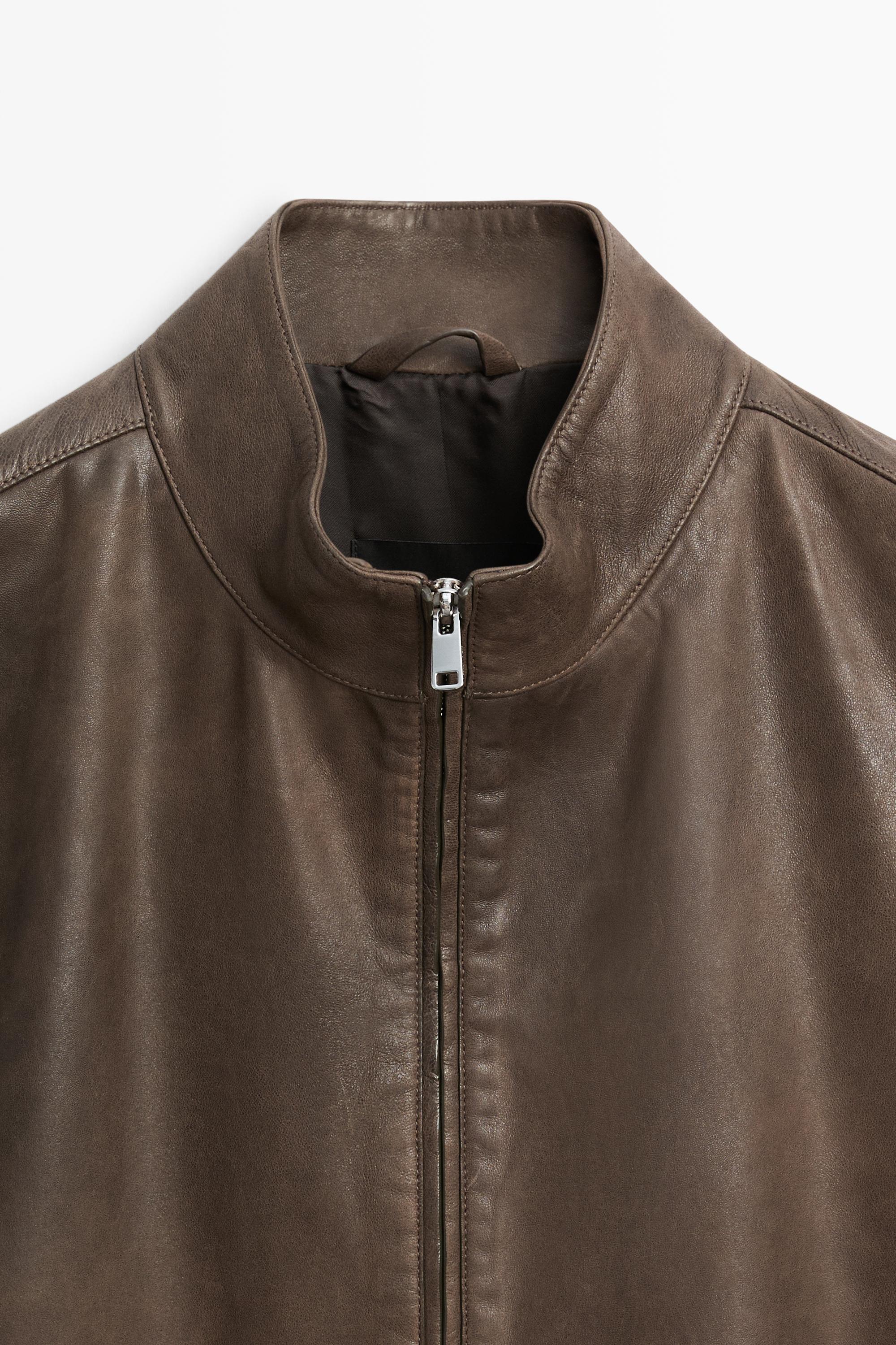 Nappa leather jacket with collar detail