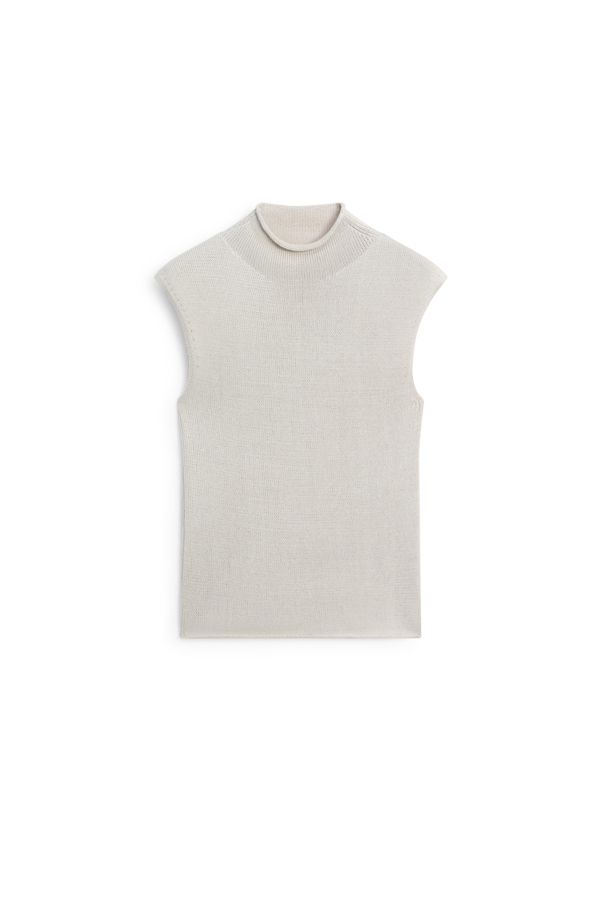 Cotton blend high neck knit top - Stone | ZARA United States