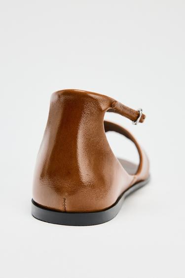 LEATHER TOE POST SANDALS - Brown by Zara - Image 4
