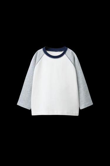 Zara RAGLAN SLEEVE T-SHIRT - Gray marl