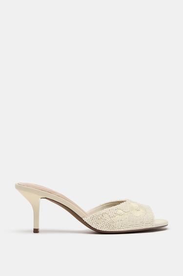 SANDALES À TALONS ET FANTAISIE - Blanc de Zara