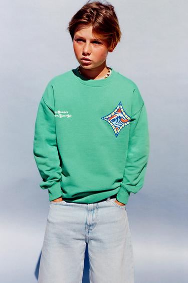 DESSUADORA AMB ESTAMPAT SURF - Verd de Zara