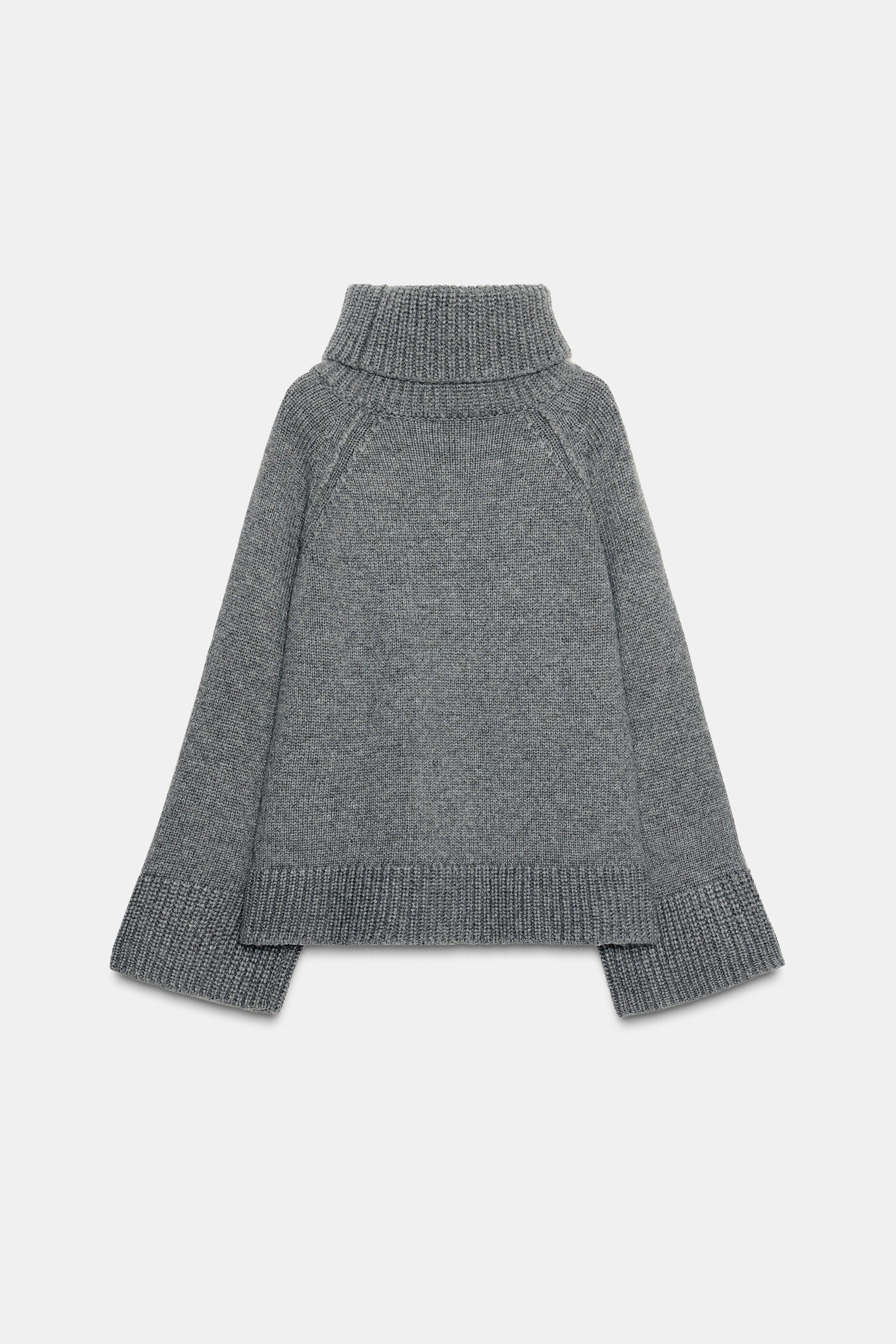 OVERSIZED HIGH NECK KNIT JUMPER - Gray | ZARA Canada