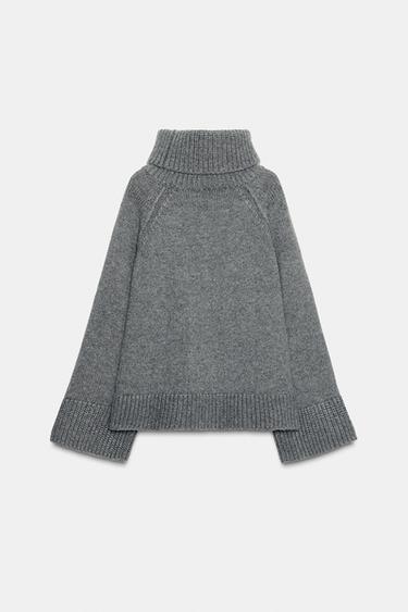 PULL OVERSIZE EN MAILLE À COL MONTANT - Gris de Zara - Image 6