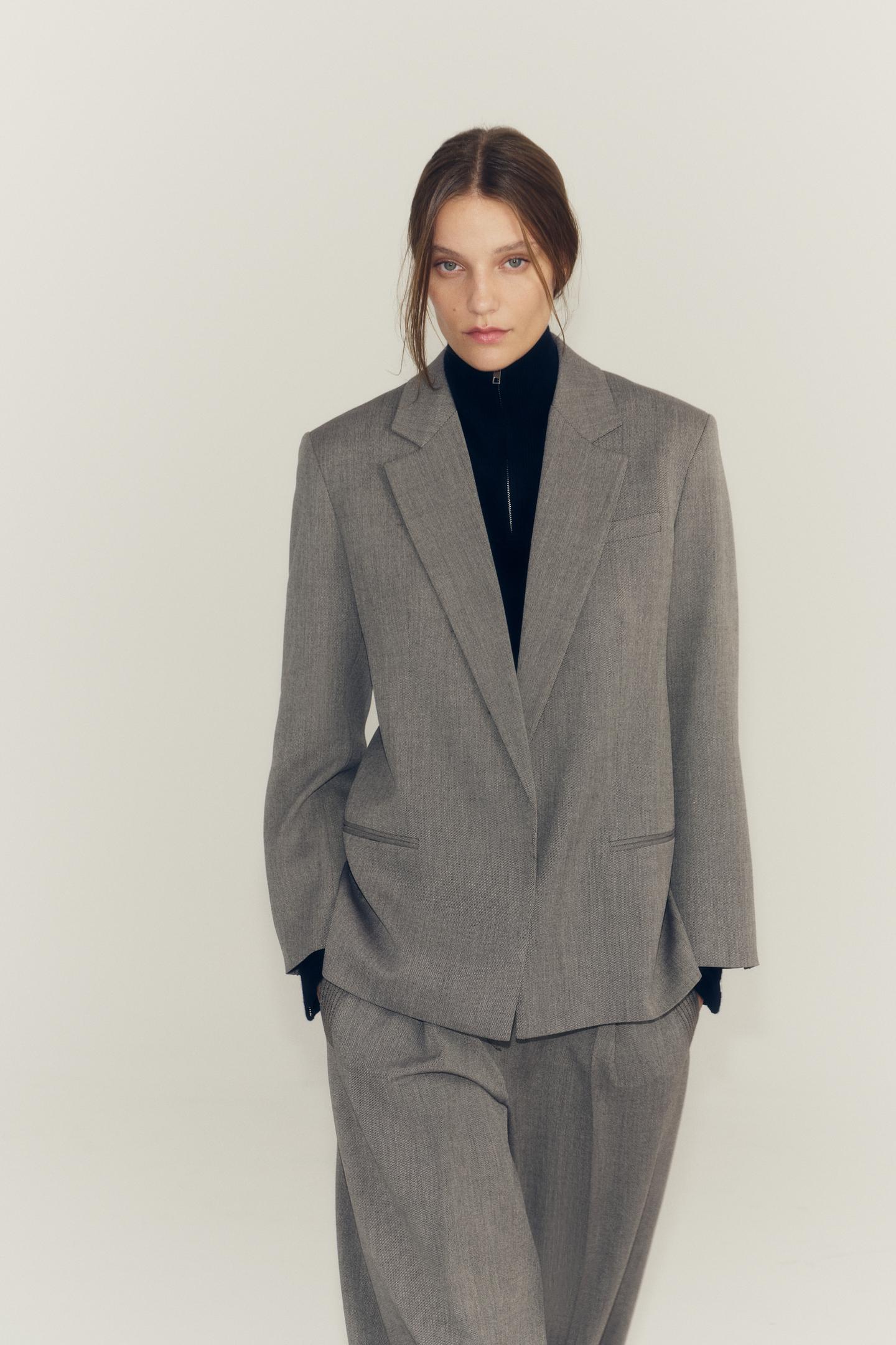 Женский пиджак Zara ZW Collection Double-Breasted, цвет: Коричневый меланжевый — фото 3