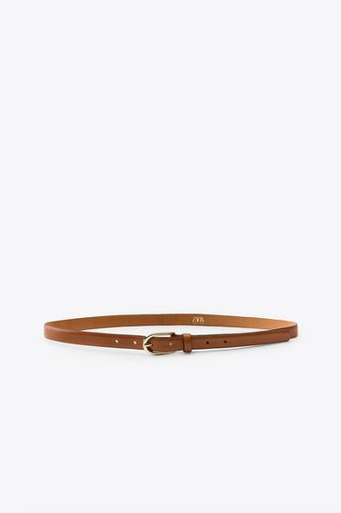 THIN LEATHER BELT - Caramel by Zara