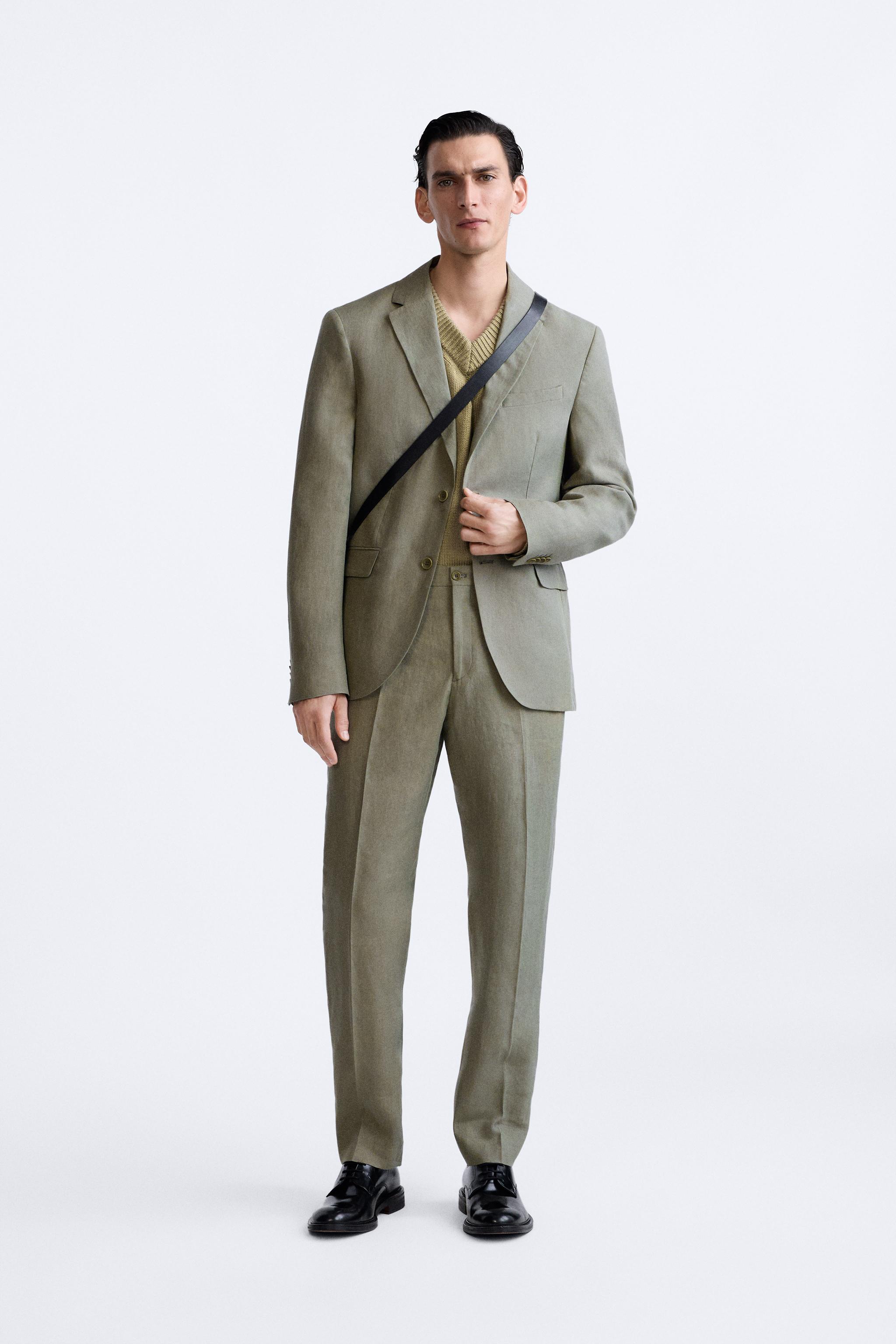 Zara mens linen on sale blazer