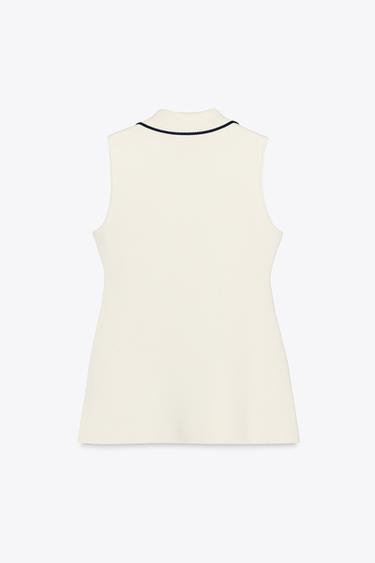 TRIM KNIT WAISTCOAT - Ecru / Blue by Zara - Image 1