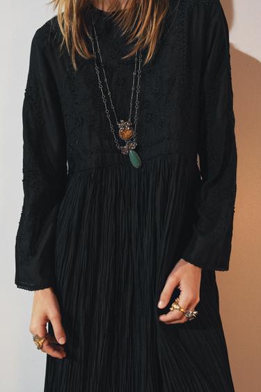 BEADED EMBROIDERY DRESS ZW COLLECTION - Black by Zara - Image 1