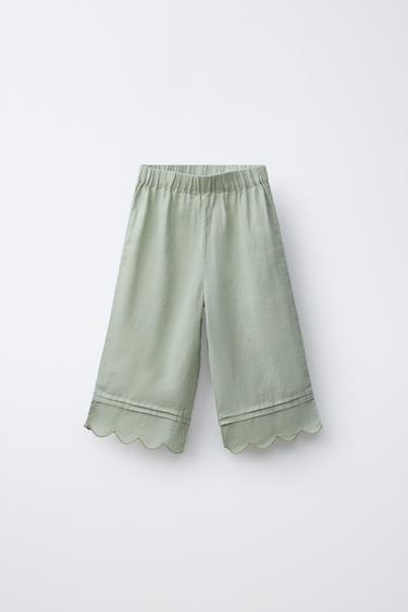 PANTALÓN CULOTTE 100% LINO - Verdoso de Zara