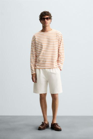 ШОРТИ RELAXED FIT З ПЛІСУВАННЯМ - Сіровато-бежевий колір Zara - Зображення 0