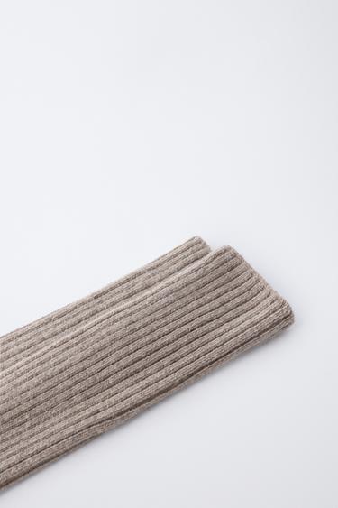 CHAUSSETTES HAUTES AVEC LAINE ET CACHEMIRE - Marron clair de Zara - Image 1