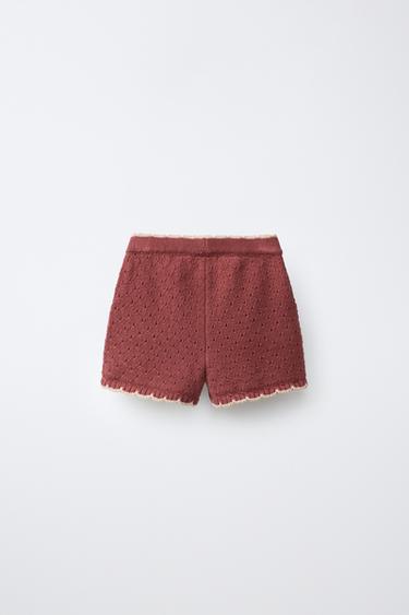 EMBROIDERED FLORAL KNIT BERMUDA SHORTS SISSEL EDELBO X ZARA KIDS - Brown by Zara - Image 1