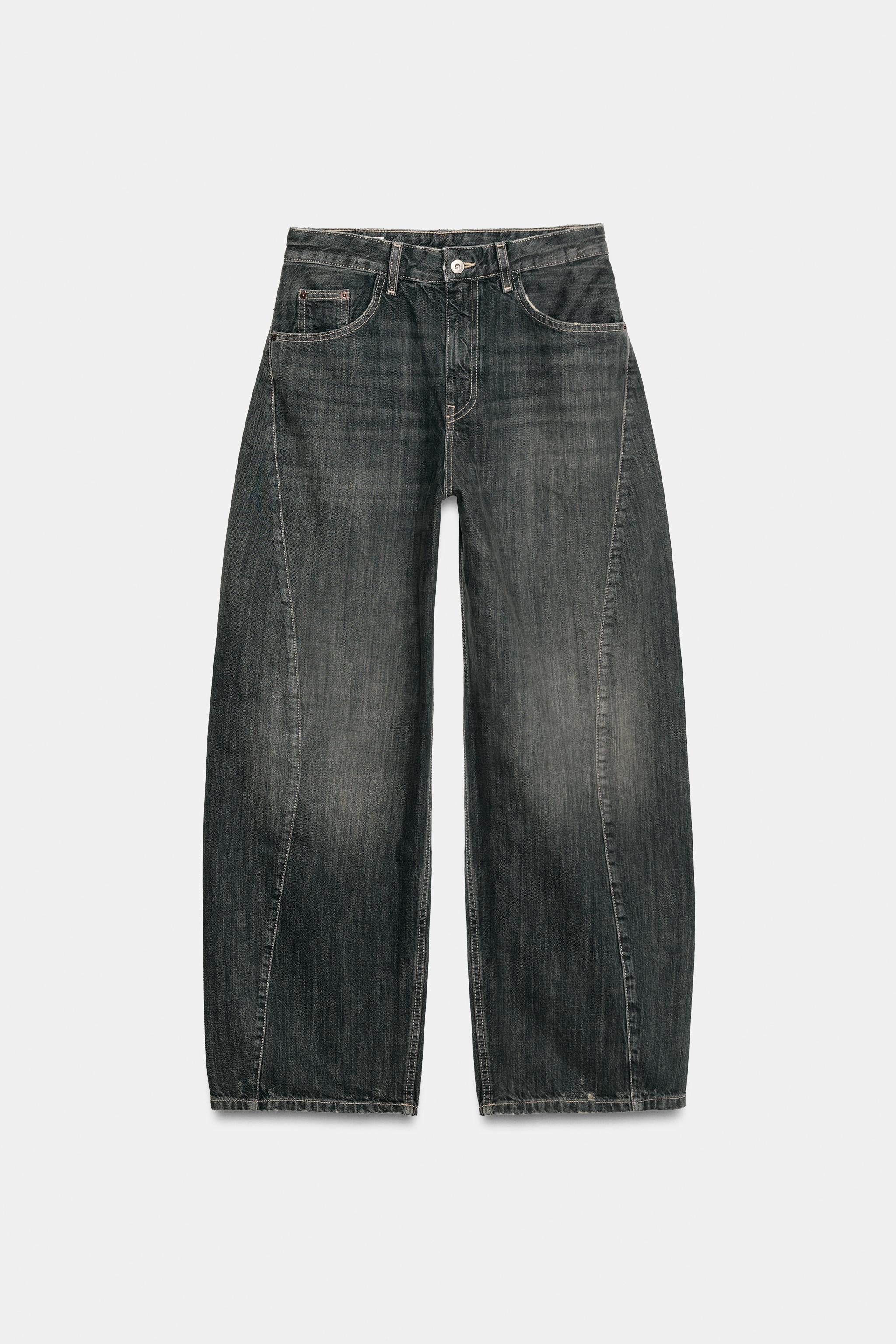 Женские джинсы Zara TRF MID-RISE BAGGY OVERSIZE STITCHED JEANS — фото 8