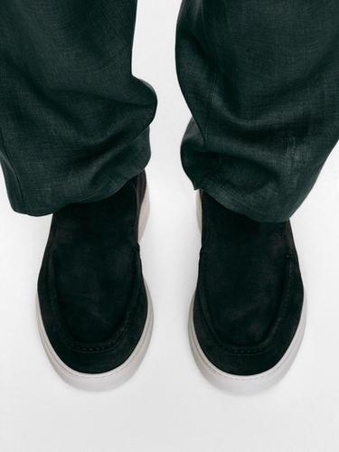 Mocasín abotinado piel serraje - Azul Marino de Zara