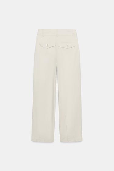 PANTALON BARREL À PINCES - Écru de Zara - Image 6