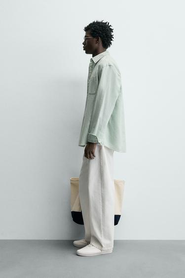 CHEMISE REGULAR FIT LIN - COTON - Vert d'eau de Zara - Image 3