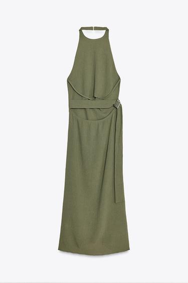 TEXTURED HALTER DRESS - Green by Zara - Image 6