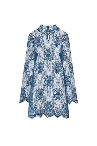LACE MINI DRESS - Blue by Zara