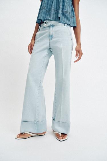 Z1975 STRAIGHT LOW-RISE JEANS WITH TURN-UP HEMS - Light blue by Zara - Image 1