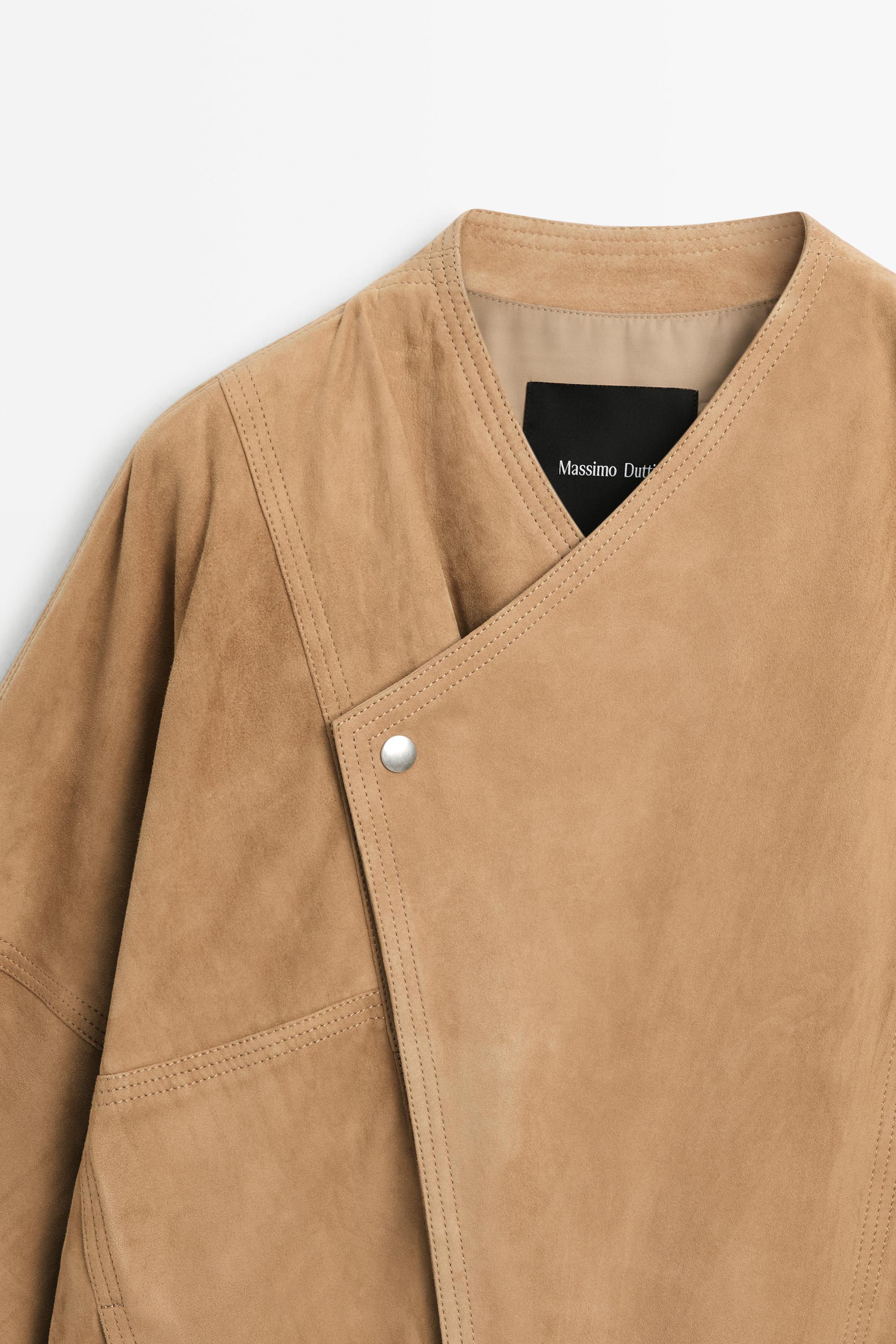 Blouson croisé en cuir suédé