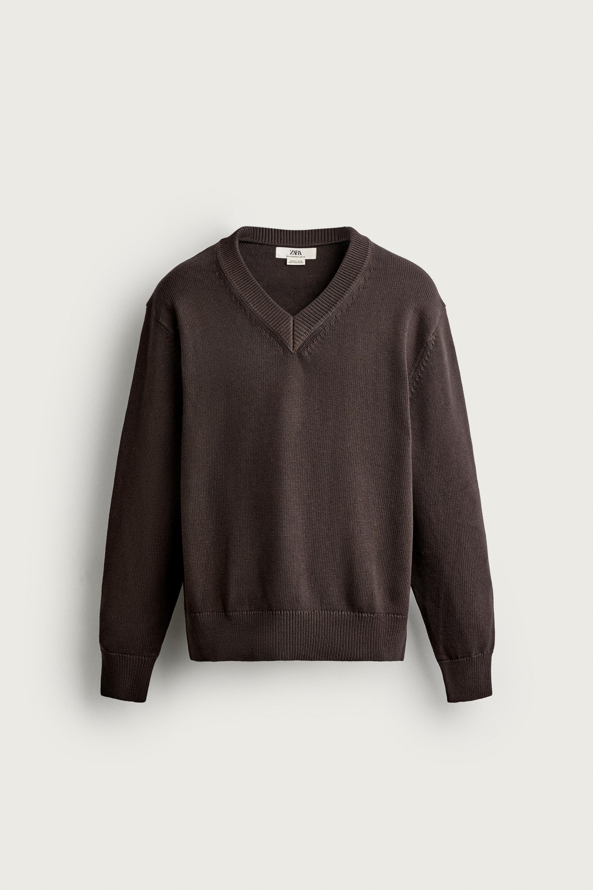 REGULAR FIT V-NECK JUMPER - Chocolate | ZARA Singapore