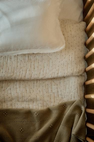 CHILDREN'S FLORAL MUSLIN BEDSPREAD - Green by Zara