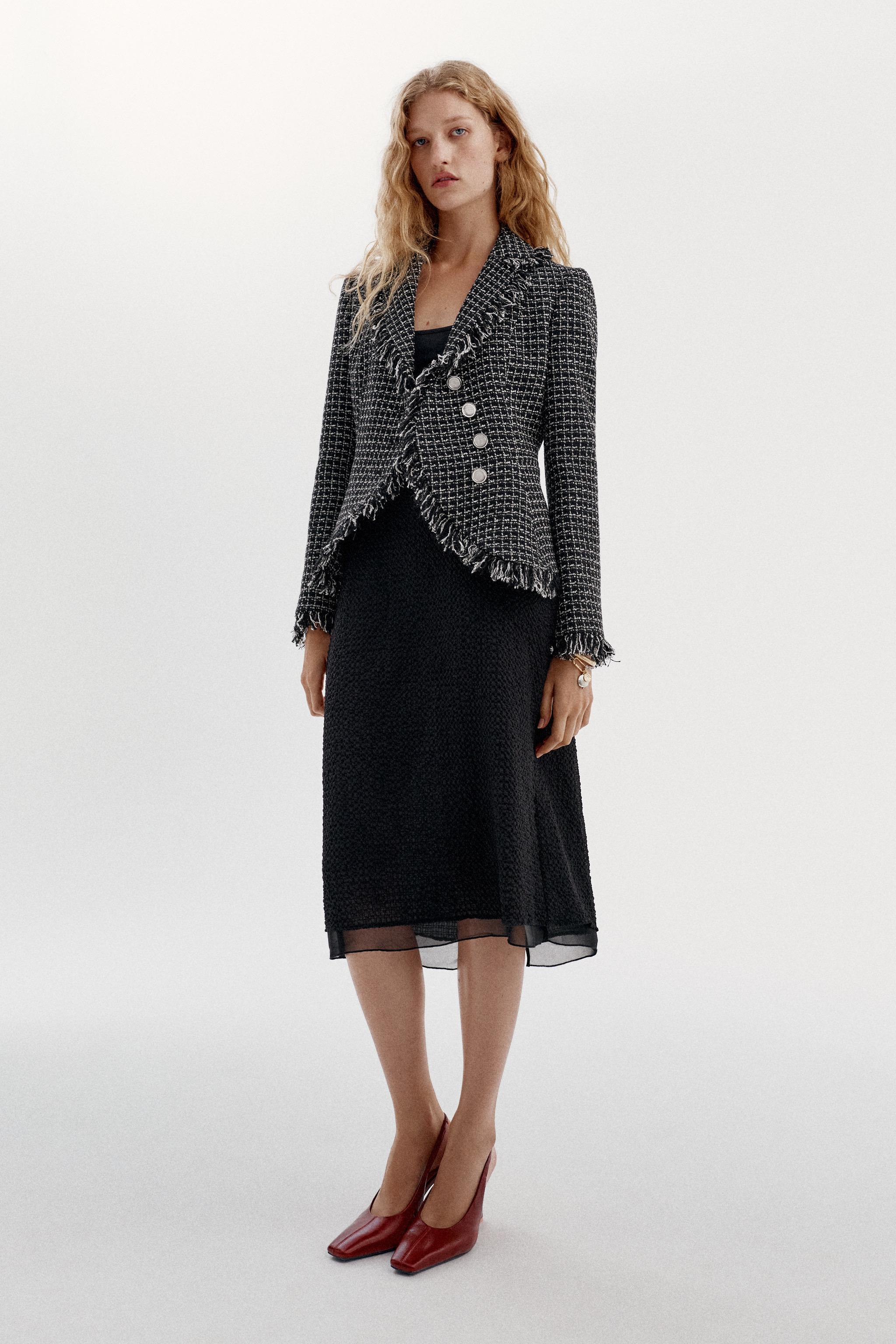 Женские юбки Zara CONTRASTING FABRIC MIDI SKIRT — фото 4